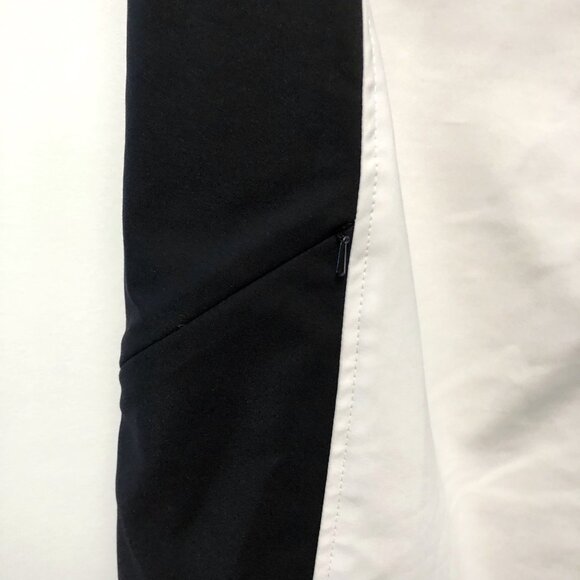Etcetera Solid White Black Notch Neckline Sleeveless Lined Sheath Dress 2 - Picture 9 of 15